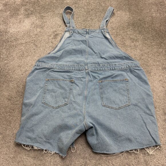 Asos Design Bib Overalls Shorts Womens 4XL Blue Distressed Casual Streetwear - Picture 2 of 12